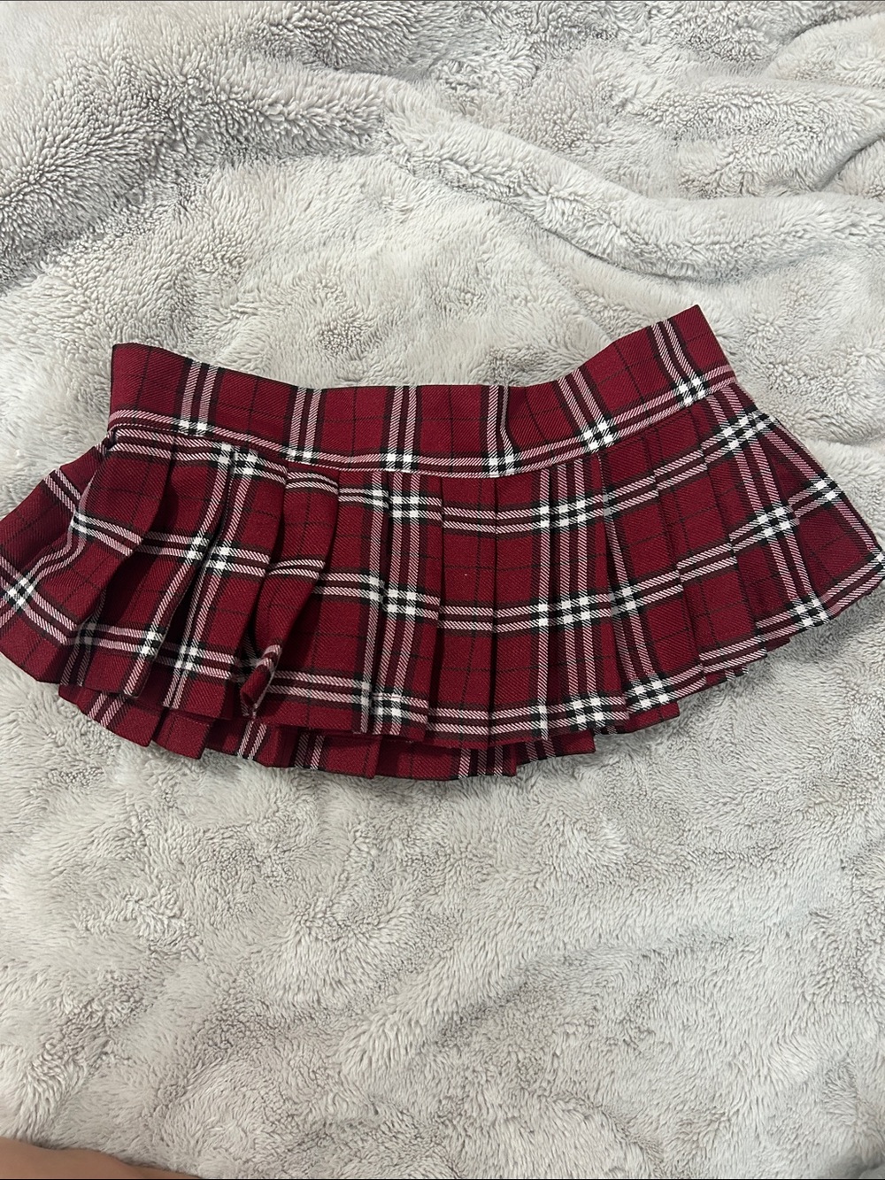 Red Plaid Pleated Mini Skirt - Unbranded